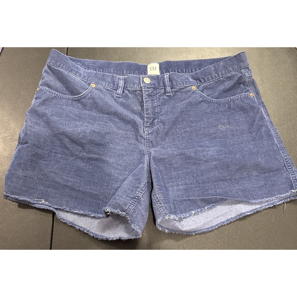 GAP Womens Size 16 Blue‎ Corduroy Raw Edge Hem Stretch Cut Off Shorts Pockets